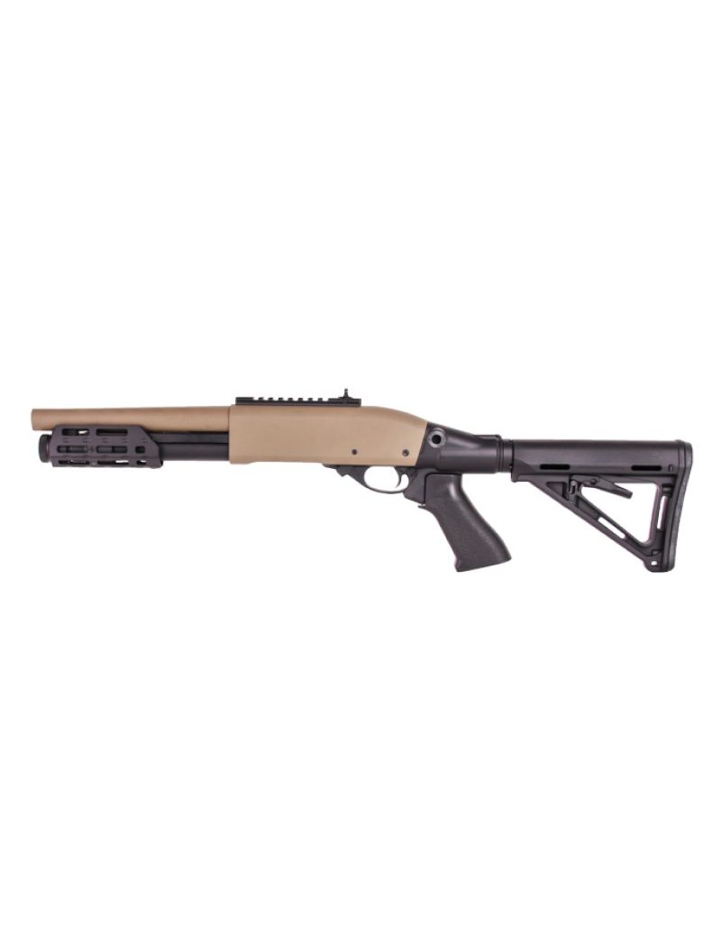 Golden Eagle M870 M-Lok Tri-Shot Gas Airsoft Shotgun - Tan