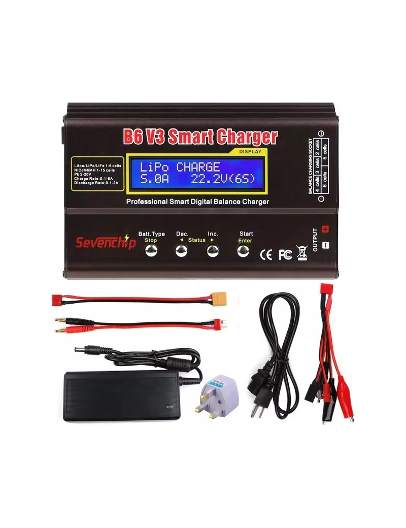 iMax B6 V3 80W 60A Balance Charger with 15V 6A UK Mains Adapter