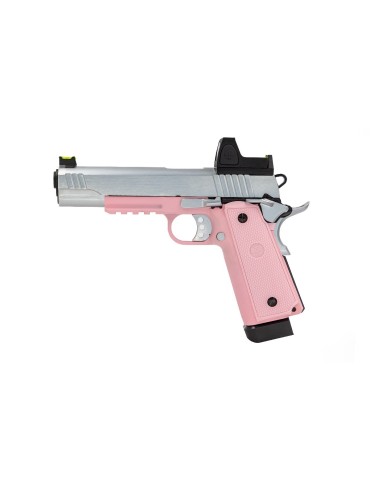 Raven R14-R + RDS GBB Airsoft Pistol - Pink/Silver