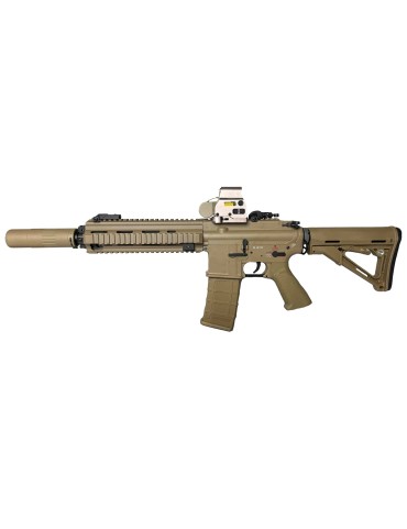 E&C HK 416D 9" Tactical AEG & Holo Sight Package - FDE